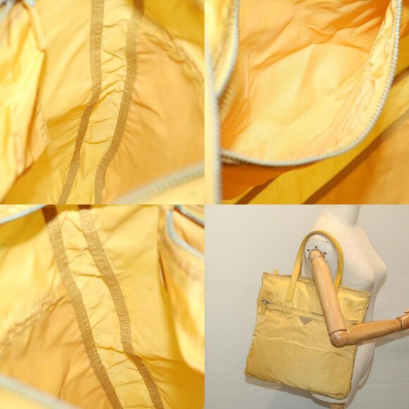 PRADA Tote Bag Nylon Yellow Auth 67978 - Picture 14 of 14